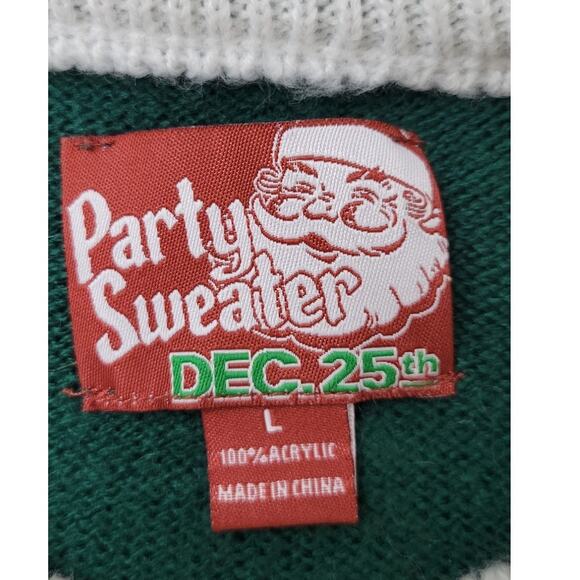 Party Sweater Dec. 25th Large Christmas Holiday Sweater Ugly Christmas Sweater - Picture 6 of 6